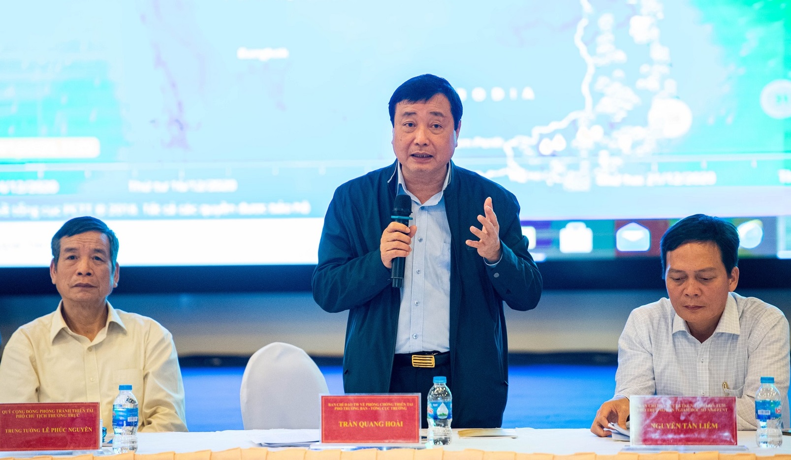 Ông Trần Quang Hoài, Phó Trưởng Ban chỉ đạo Trung ương về PCTT,Tổng cục trưởng Tổng cục PCTT phát biểu tại Hội nghị