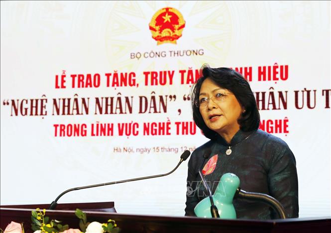 Phó Chủ tịch nước Đặng Thị Ngọc Thịnh phát biểu tại buổi Lễ. Ảnh: TTXVN 