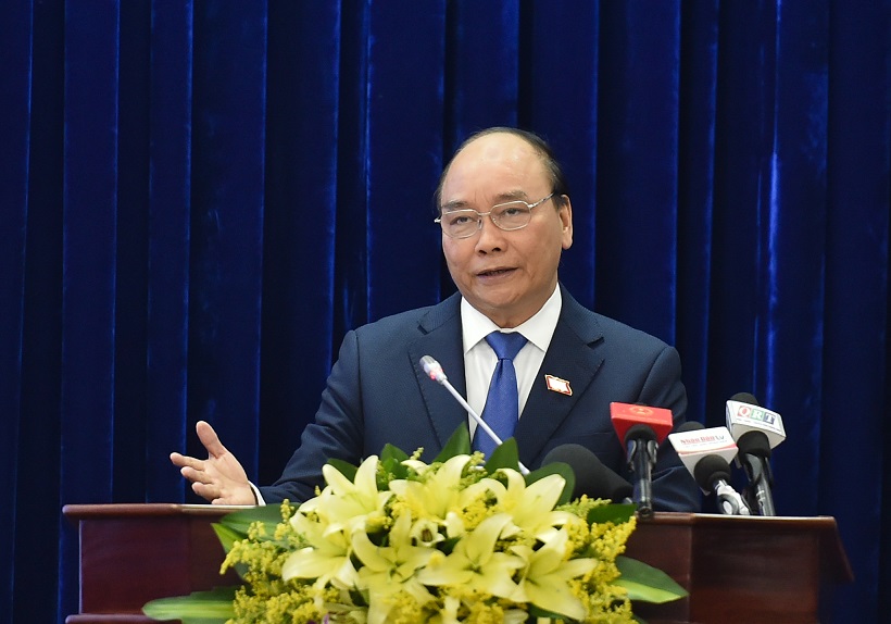 Thủ tướng Nguyễn Xuân Phúc phát biểu tại buổi gặp mặt. Ảnh VGP/Quang Hiếu