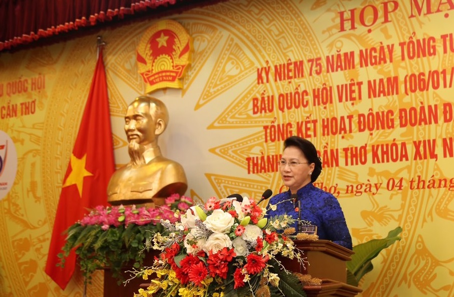 Chủ tịch Quốc hội Nguyễn Thị Kim Ngân phát biểu tại buổi họp mặt 