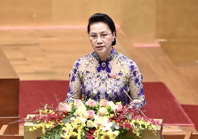 Chủ tịch Quốc hội Nguyễn Thị Kim Ngân phát biểu khai mạc Kỳ họp thứ 11, Quốc hội Khóa XIV.