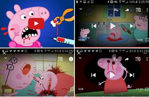 Nội dung bạo lực từ các video cho trẻ em trên cả kênh YouTube Kids (dành cho trẻ em).