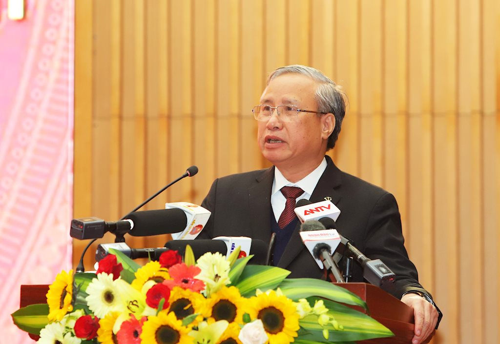 Đồng chí Trần Quốc Vượng, Ủy viên Bộ Chính trị, Thường trực Ban Bí thư phát biểu chỉ đạo Hội nghị