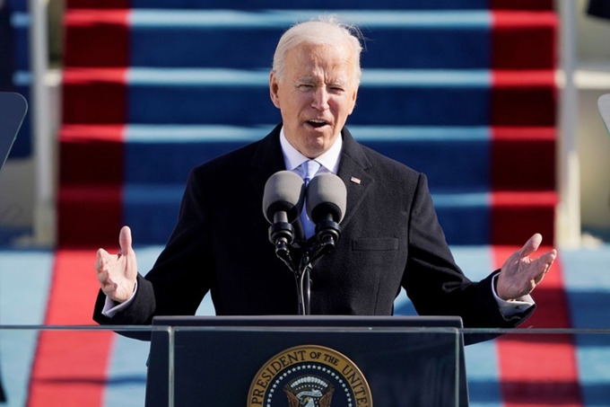 Tân Tổng thống Joe Biden phát biểu nhậm chức. Ảnh: Reuters