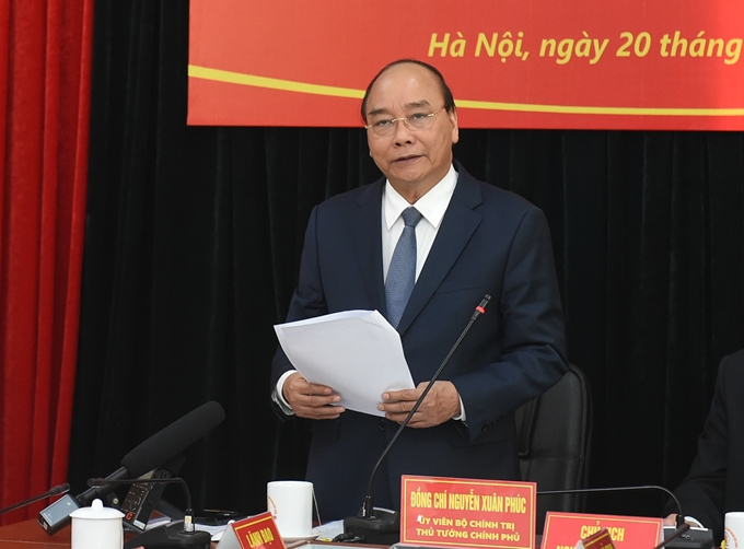 Thủ tướng Nguyễn Xuân Phúc phát biểu tại cuộc làm việc.