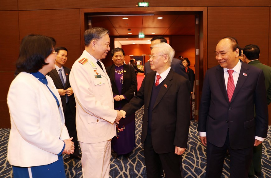 Tổng Bí thư, Chủ tịch nước Nguyễn Phú Trọng cùng các đại biểu dự Phiên trù bị Đại hội Đảng