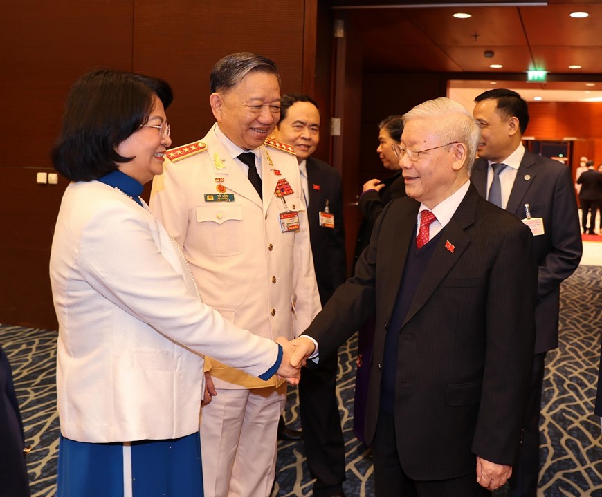 Tổng Bí thư, Chủ tịch nước Nguyễn Phú Trọng cùng các đại biểu dự Phiên trù bị Đại hội Đảng