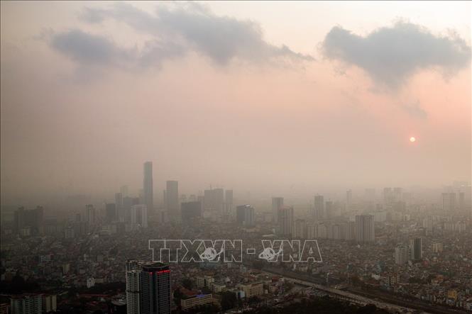 Nhìn từ trên cao Hà Nội mù mịt trong những ngày chỉ số ô nhiễm không khí cao kỷ lục. Ảnh minh họa: Trọng Đạt/TTXVN