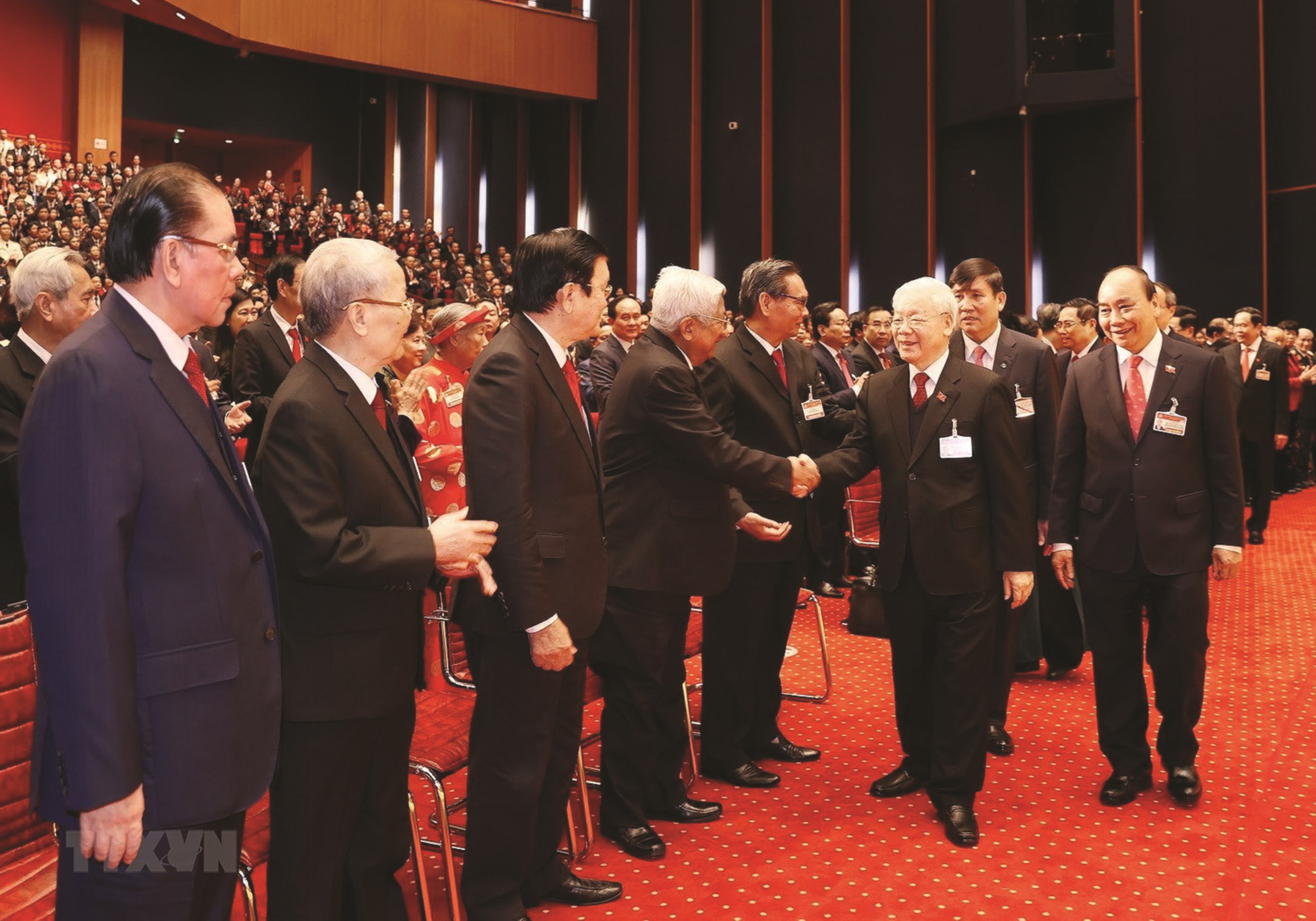 Tổng Bí thư, Chủ tịch nước Nguyễn Phú Trọng cùng các đại biểu dự Lễ khai mạc Đại hội XIII.