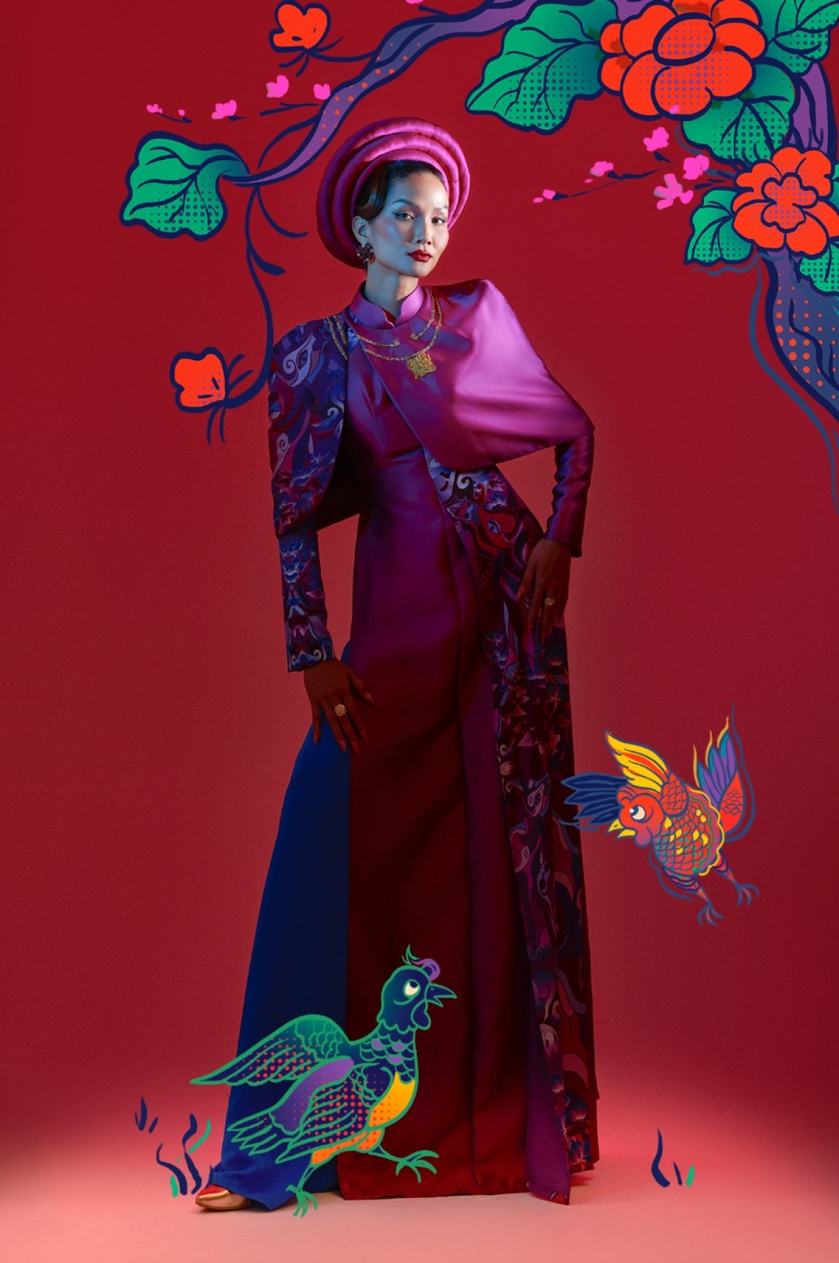Bộ ảnh Tết Tân Sửu tôn vinh tranh dân gian Đông Hồ của Hoa hậu H’Hen Niê 2