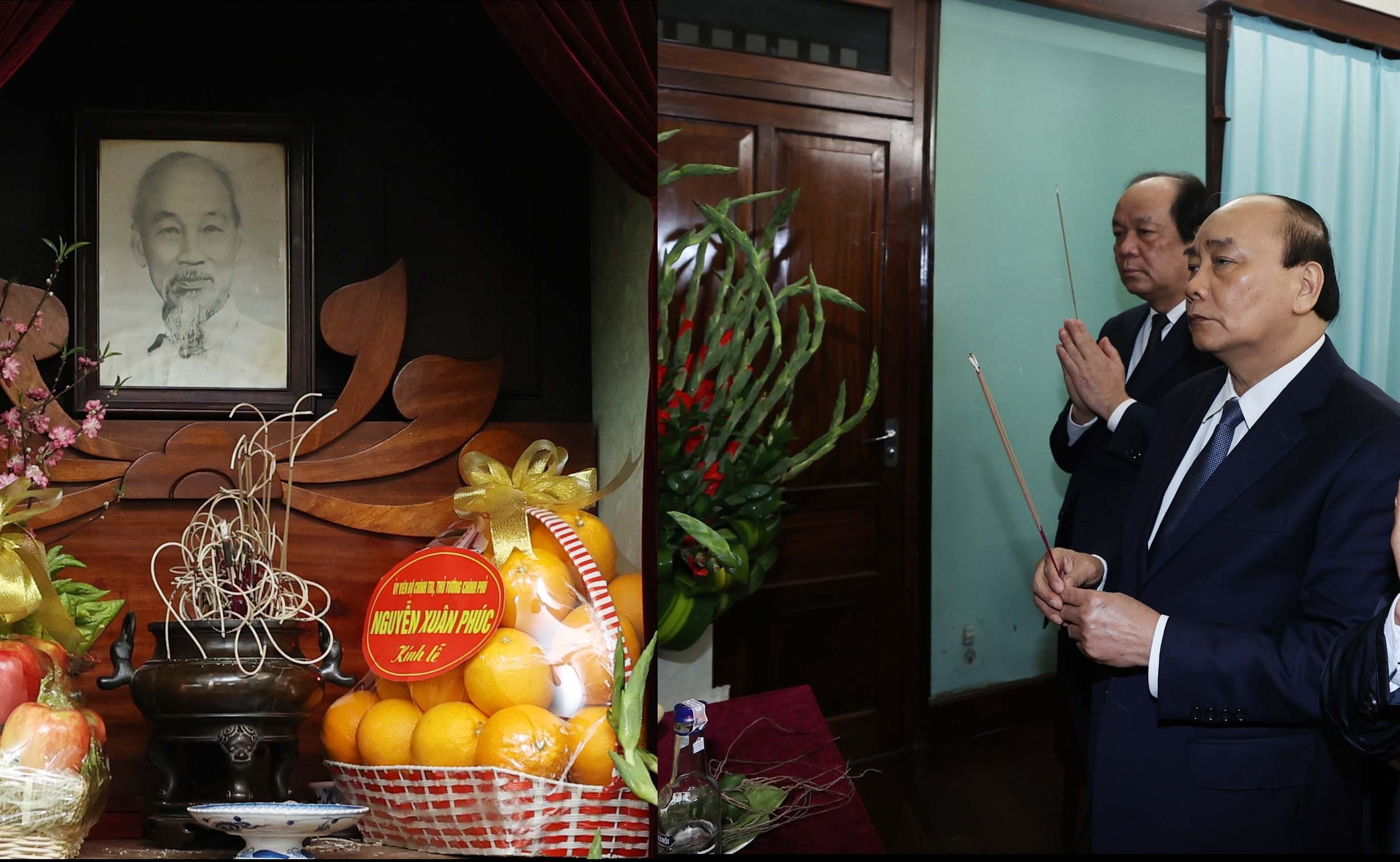 Thủ tướng Nguyễn Xuân Phúc dâng hương tưởng niệm Bác Hồ tại nhà 67. Ảnh: VGP