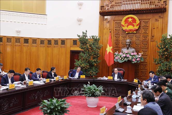 Thủ tướng Nguyễn Xuân Phúc chủ trì cuộc họp. Ảnh: Thống Nhất/TTXVN