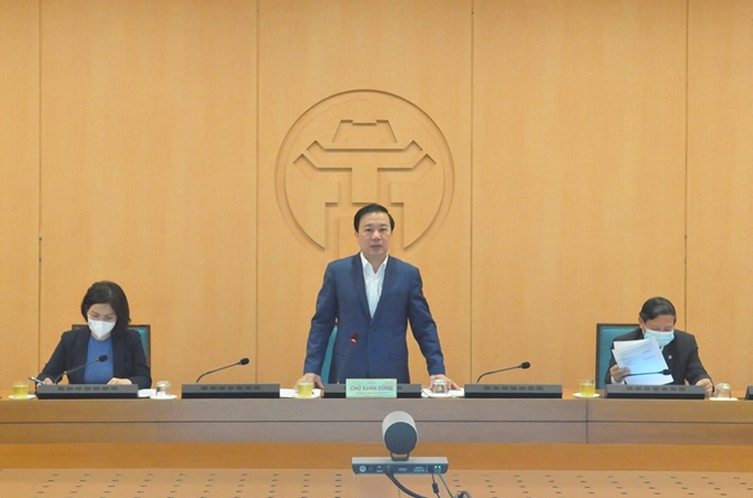 Phó Chủ tịch UBND TP Hà Nội Chử Xuân Dũng, Trưởng Ban chỉ đạo phát biểu chỉ đạo cuộc họp 