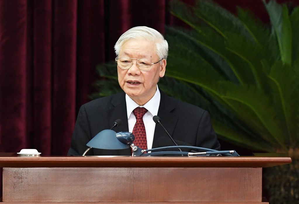 Tổng Bí thư, Chủ tịch nước Nguyễn Phú Trọng phát biểu bế mạc Hội nghị Trung ương 2. Ảnh: Ngọc Thành