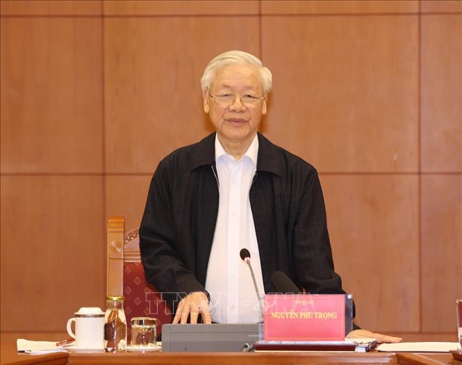 Tổng Bí thư, Chủ tịch nước Nguyễn Phú Trọng phát biểu kết luận cuộc họp. Ảnh: Trí Dũng/TTXVN