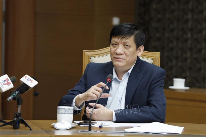 Bộ trưởng Bộ Y tế Nguyễn Thanh Long phát biểu tại cuộc họp. Ảnh: Dương Giang/TTXVN