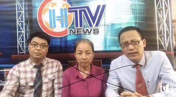 Lê Văn Dũng (bên phải) cùng các đối tượng chống đối tung tin xuyên tạc trên cái gọi là "Đài CHTV" - ảnh: Báo Nghệ An 