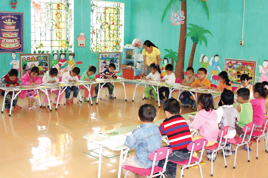 Giờ học của học sinh mầm non trên địa bàn tỉnh Gia Lai (Ảnh: BGL)