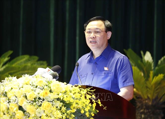 Chủ tịch Quốc hội Vương Đình Huệ trình bày chương trình hành động. Ảnh: Doãn Tấn/TTXVN