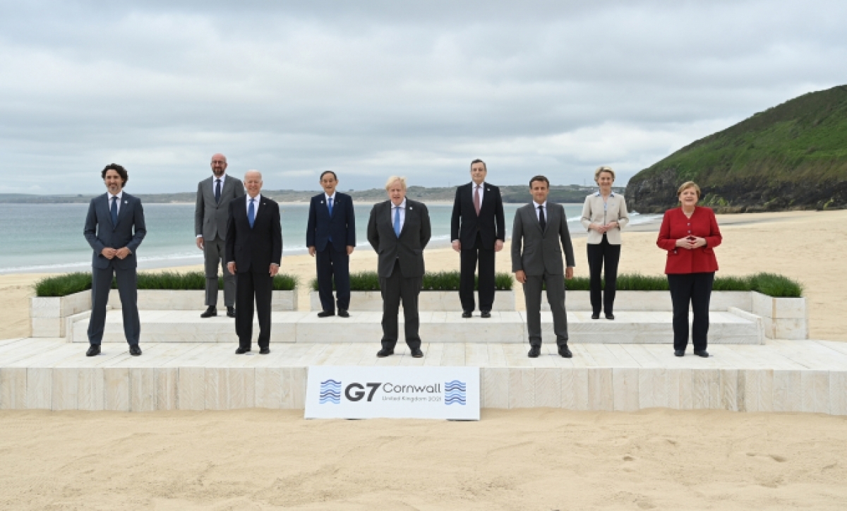 Các nhà lãnh đạo tham gia Hội nghị Thượng đỉnh G7. Ảnh: g7uk