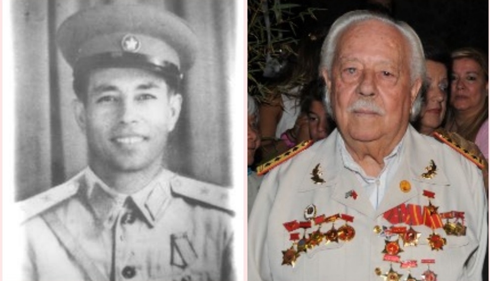 Anh hùng Lực lượng vũ trang nhân dân Việt Nam Kostas Sarantidis khi chiến đấu trong hàng ngũ quân đội nhân dân Việt Nam (trái) và lúc về già.