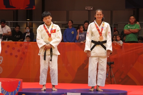 Thanh Thủy (bên trái) lần đầu tham dự Thế vận hội