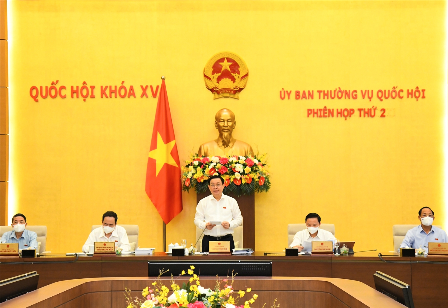 Chủ tịch Quốc hội Vương Đình Huệ phát biểu khai mạc Phiên họp. (Ảnh:VGP/Nguyễn Hoàng)