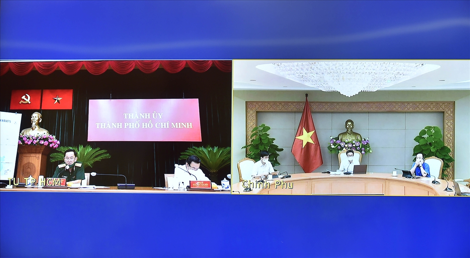 Bí thư Thành ủy Nguyễn Văn Nên tham dự tại điểm cầu TPHCM - Ảnh: VGP/Đình Nam