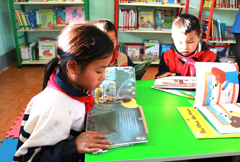 Tổ chức Room to read hỗ trợ xây dựng thư viện cho Trường Tiểu học xã Quản Bạ, huyện Quản Bạ. (Ảnh tư liệu, chụp trước ngày 27/4/2021)
