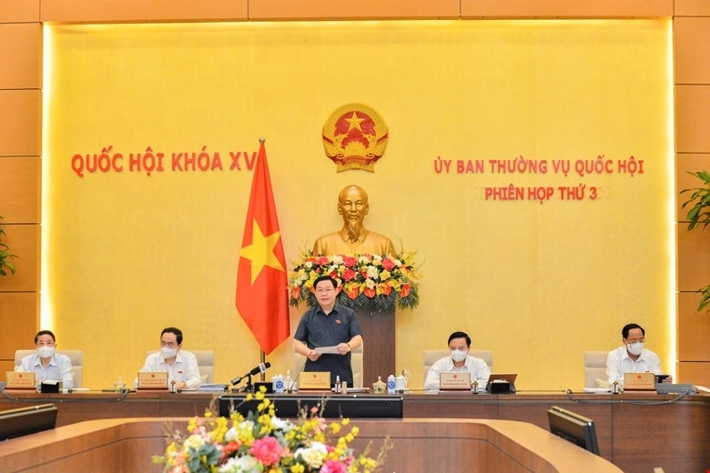 Chủ tịch Quốc hội Vương Đình Huệ phát biểu khai mạc phiên họp thứ 3 (Ảnh: QH) 