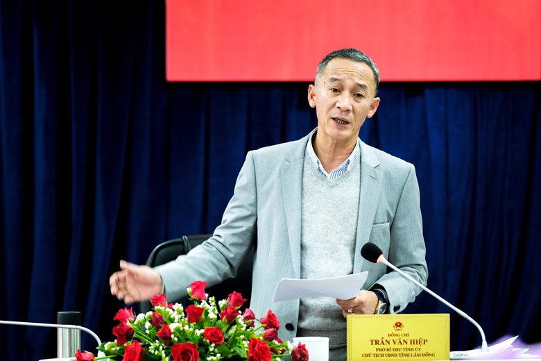 Chủ tịch UBND tỉnh Lâm Đồng Trần Văn Hiệp phát biểu kết luận buổi làm việc