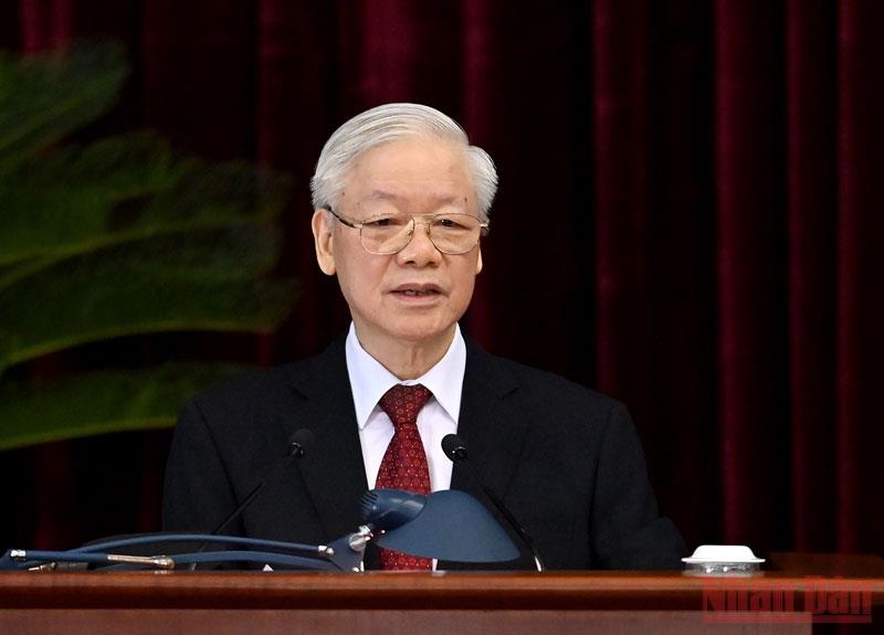 Tổng Bí thư Nguyễn Phú Trọng phát biểu khai mạc Hội nghị. Ảnh: ĐĂNG KHOA