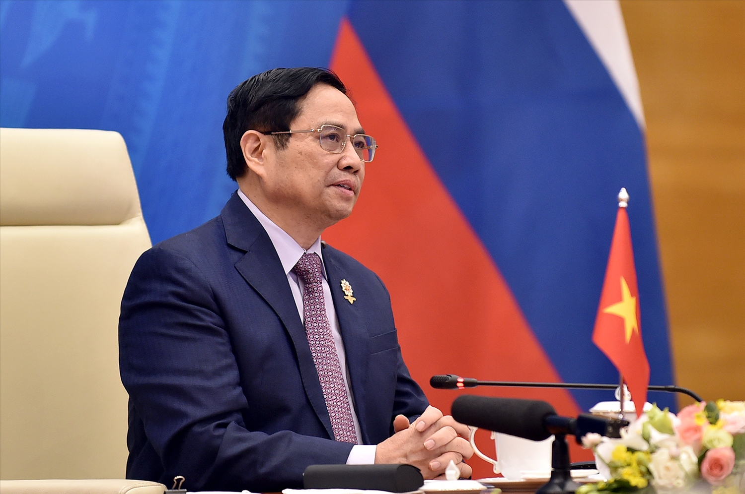Thủ tướng Chính phủ Phạm Minh Chính nhấn mạnh, là Đối tác chiến lược toàn diện và bạn bè hữu nghị truyền thống của Nga, Việt Nam luôn nỗ lực đóng góp cho sự phát triển quan hệ Đối tác chiến lược và hợp tác cùng có lợi giữa ASEAN và Nga. Ảnh: VGP/Nhật Bắc