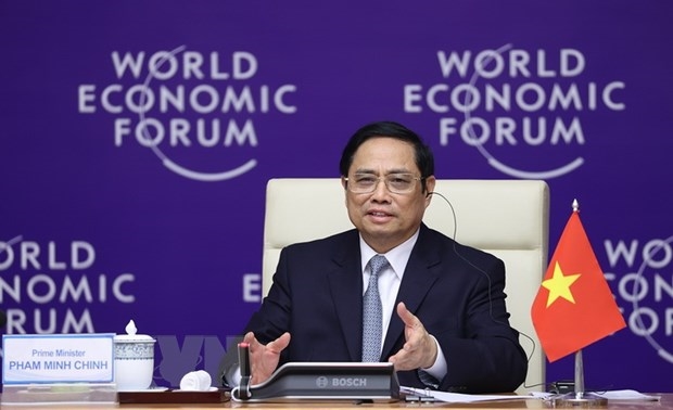 Thủ tướng Phạm Minh Chính chủ trì Đối thoại chiến lược quốc gia giữa Việt Nam và WEF. (Ảnh: Dương Giang/TTXVN)