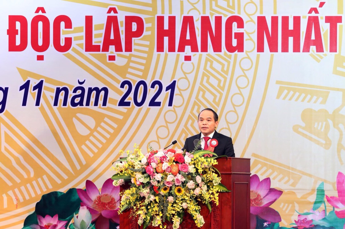 Ông Nguyễn Quốc Đoàn, Bí thư tỉnh ủy Lạng Sơn đọc diễn văn tại Lễ kỷ niệm