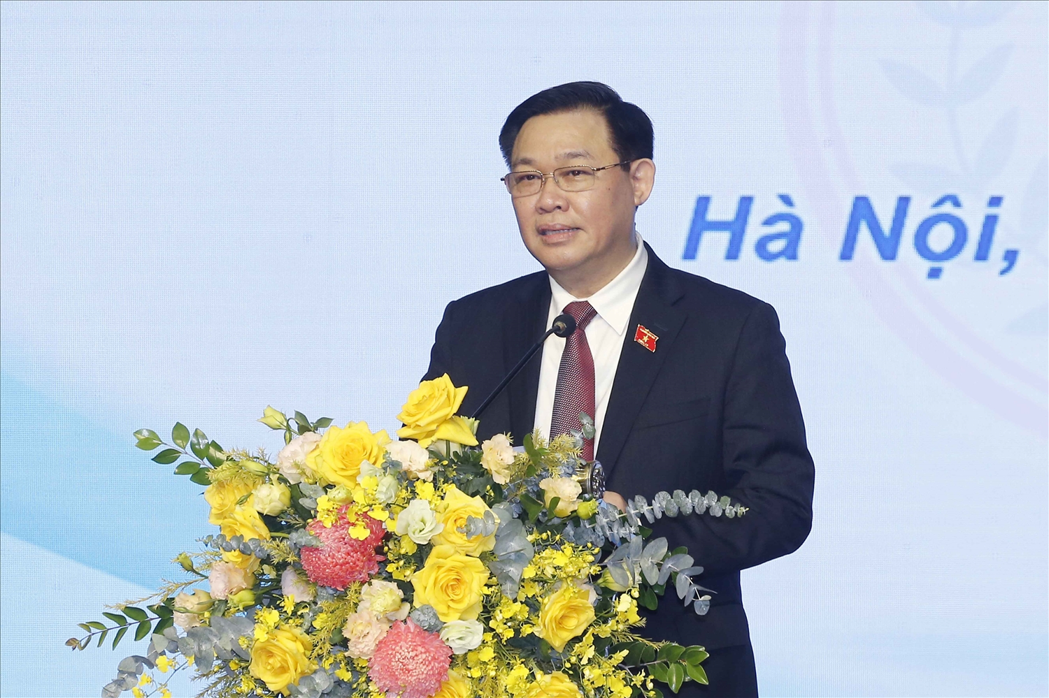 Chủ tịch Quốc hội Vương Đình Huệ phát biểu tại Lễ khai giảng năm học mới của Trường Đại học Y Hà Nội - Ảnh:VGP
