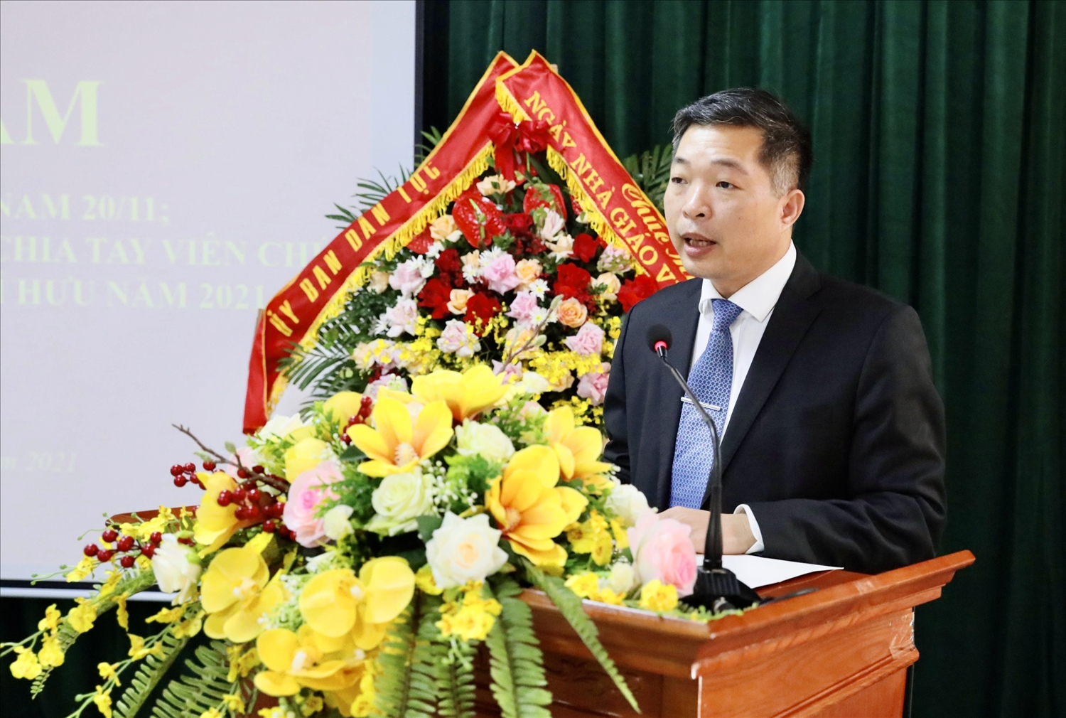 GS.TS Trần Trung, Giám đốc HVDT đọc diễn văn tại Lễ kỷ niệm nhân Ngày Nhà giáo Việt Nam 20/11 và Khai giảng năm học 2021-2022