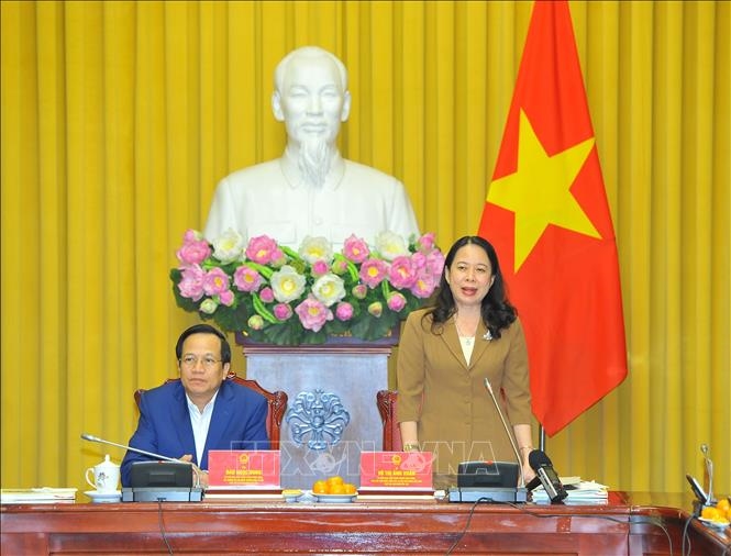 Phó Chủ tịch nước Võ Thị Ánh Xuân họp Hội đồng Bảo trợ Quỹ Bảo trợ trẻ em Việt Nam. Ảnh TTXVN