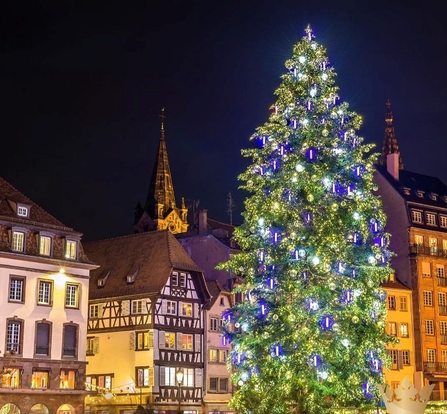 Cây thông Noel ở Strasbourg bắt đầu từ 5:30 chiều hằng ngày