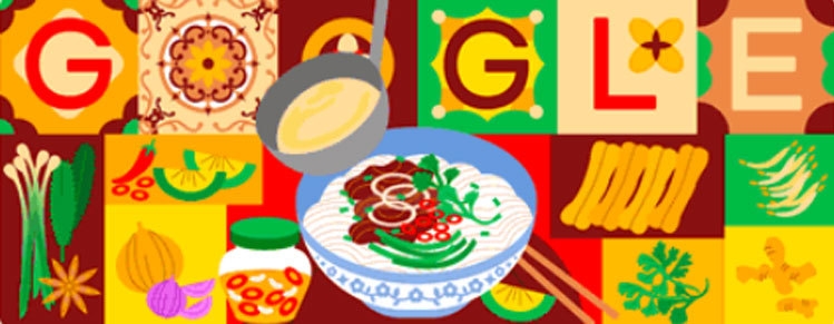 Google Doodle hôm nay tôn vinh phở Việt Nam. (Ảnh: Google Doodle) 