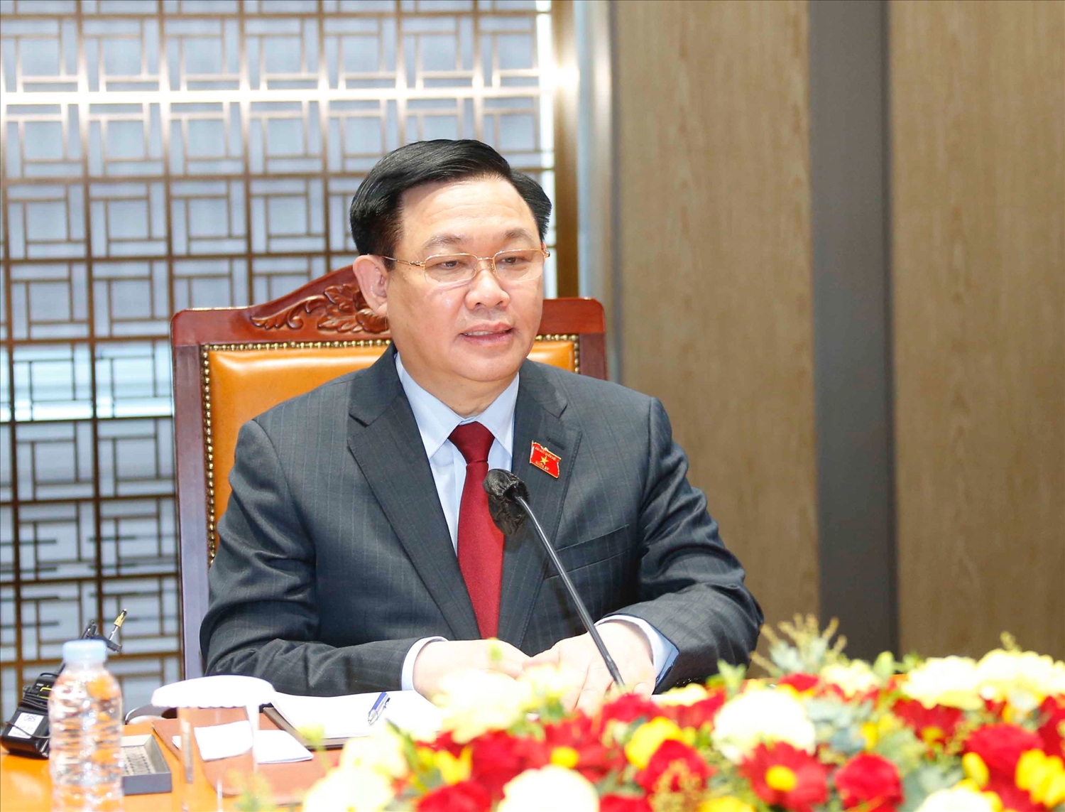 Chủ tịch Quốc hội Vương Đình Huệ phát biểu tại cuộc hội đàm