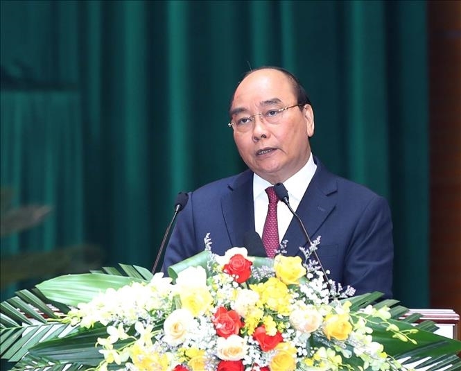 Chủ tịch nước Nguyễn Xuân Phúc phát biểu chỉ đạo Hội nghị. (Ảnh: Trọng Đức/TTXVN)