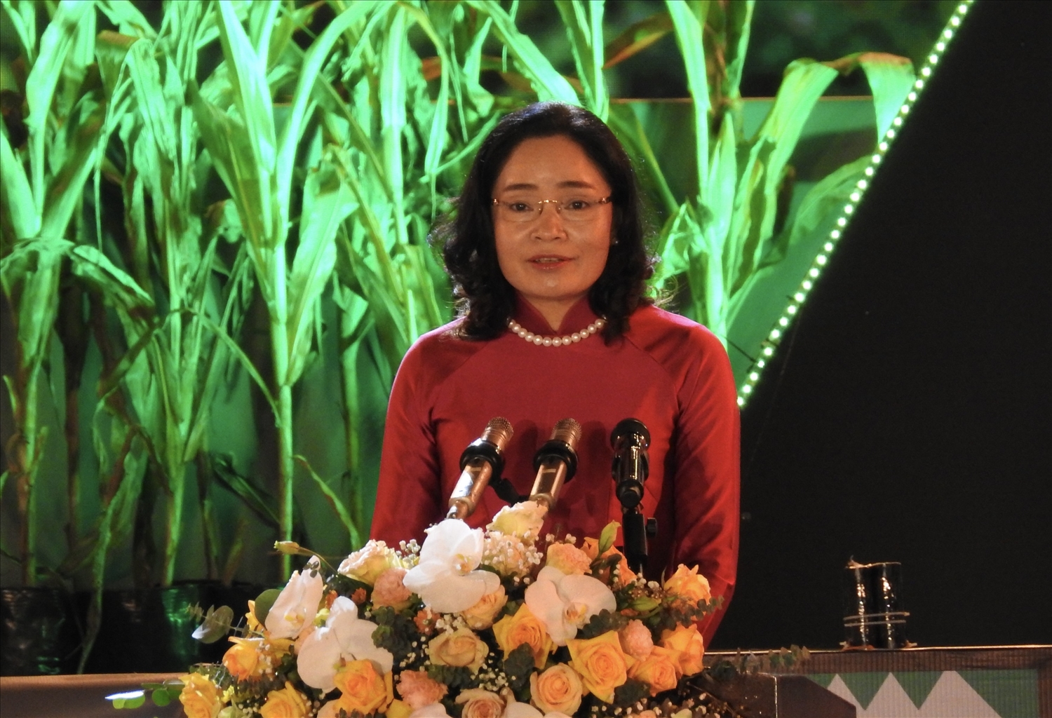 Thứ trưởng Bộ Văn hóa, Thể thao và Du lịch, Trưởng Ban chỉ đạo Ngày hội Trịnh Thị Thủy phát biểu tại Lễ Khai mạc Ngày hội