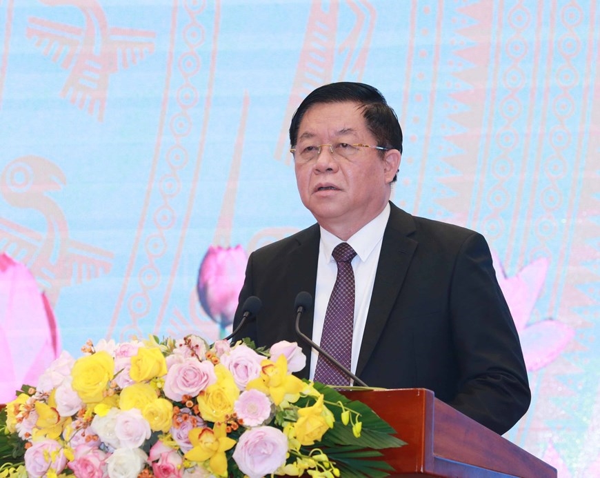 Bí thư Trung ương Đảng, Trưởng Ban Tuyên giáo Trung ương Nguyễn Trọng Nghĩa phát biểu tại hội nghị