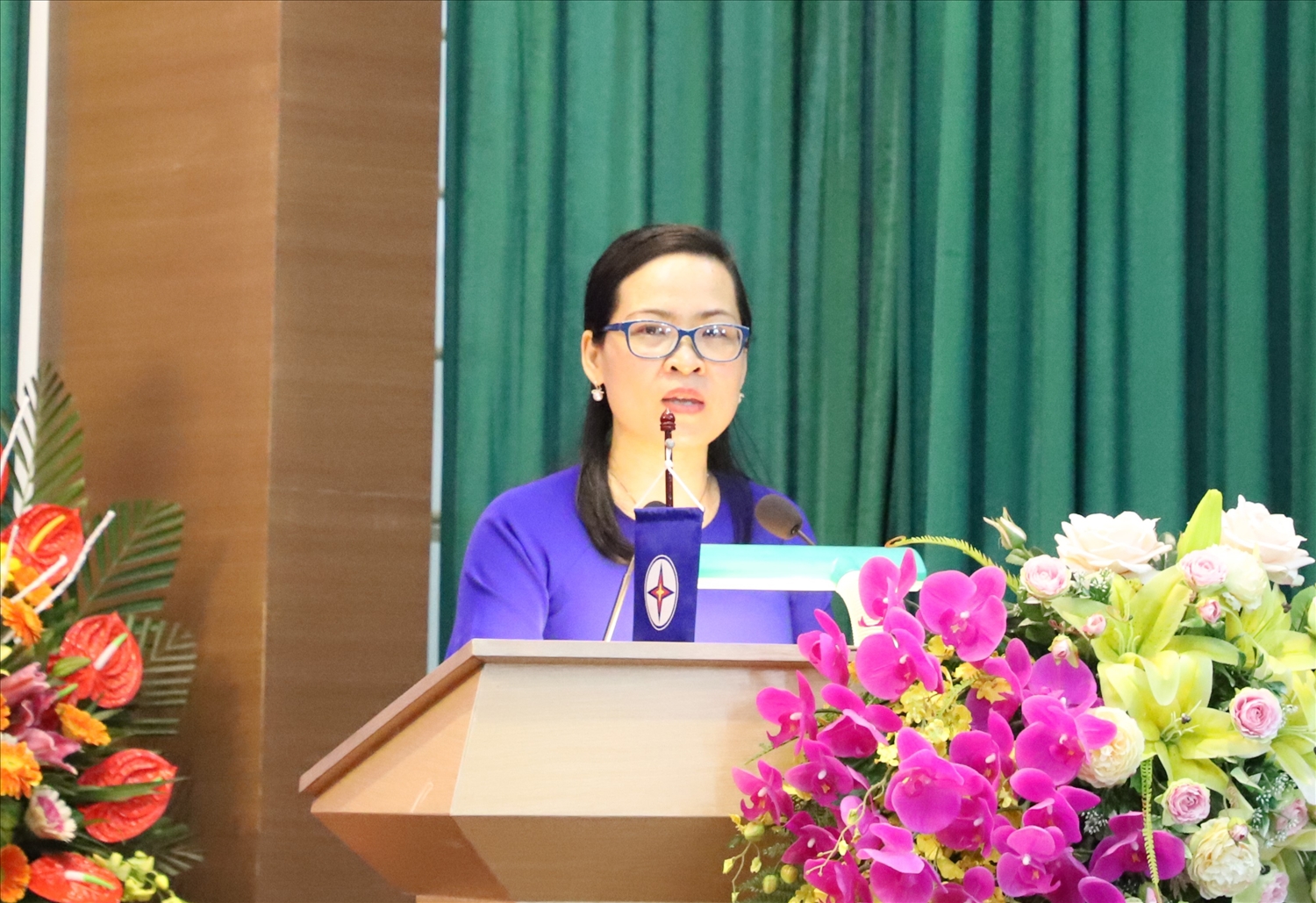 Bà Nguyễn Thu Thủy - Phó Giám đốc Công ty Điện lực Bắc Ninh phát biểu tại lễ công bố dịch vụ thu tiền điện qua ứng dụng tiền di dộng