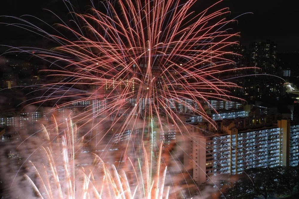 Pháo hoa mừng năm mới ở Singapore. Ảnh: Straitstimes