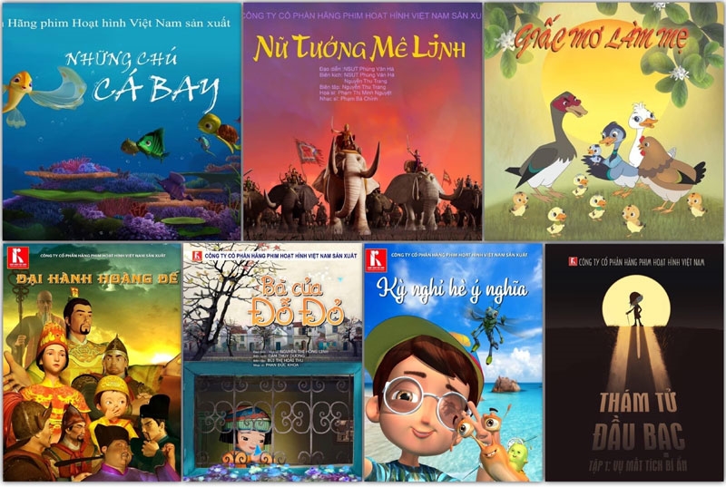 Một số poster phim do Hãng phim Hoạt hình Việt Nam sản xuất trong năm 2021.