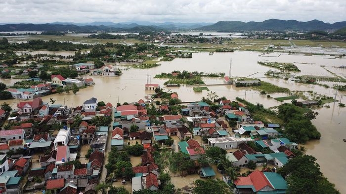 Huyện Quỳnh Lưu tỉnh Nghệ An ngập nặng trong đợt mưa lũ năm 2021