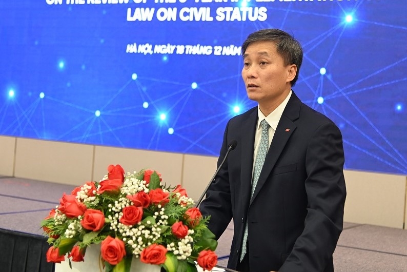 Thứ trưởng Bộ Tư pháp Nguyễn Khánh Ngọc phát biểu tại Hội nghị