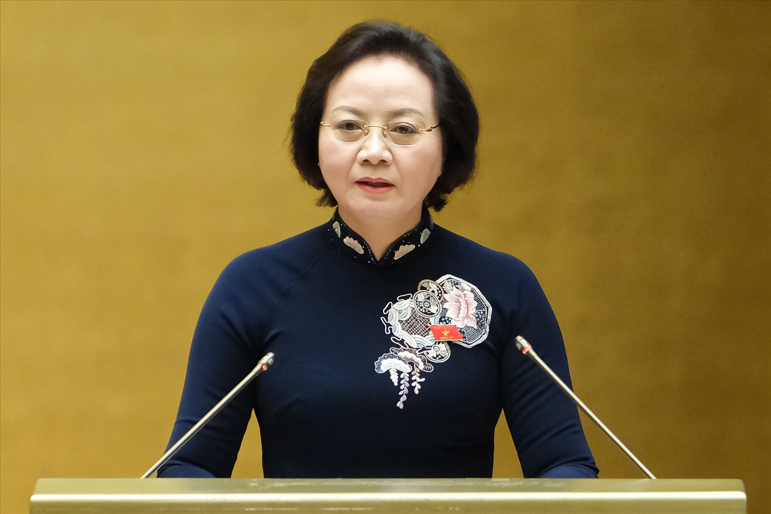 Bộ trưởng Bộ Nội vụ Phạm Thị Thanh Trà trình bày Tờ trình của Chính phủ
